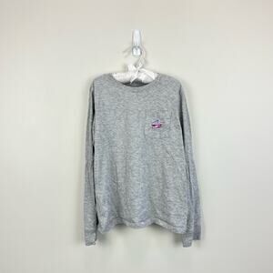 Vineyard Vines Girls Snowboard Whale Long Sleeve Pocket Tee Small 7-8